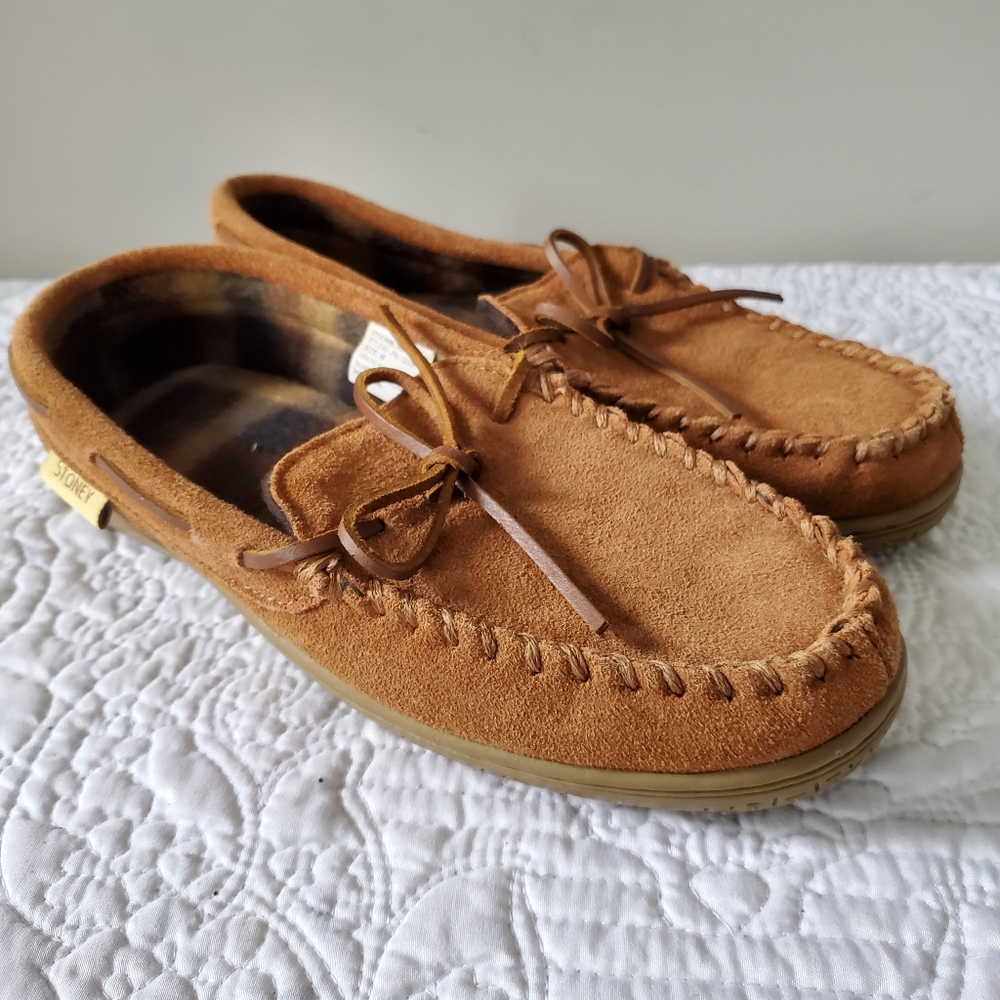 STONEY RIVER Trapper Moc Mens Suede, Quilt Lined Slippers,  Shoes